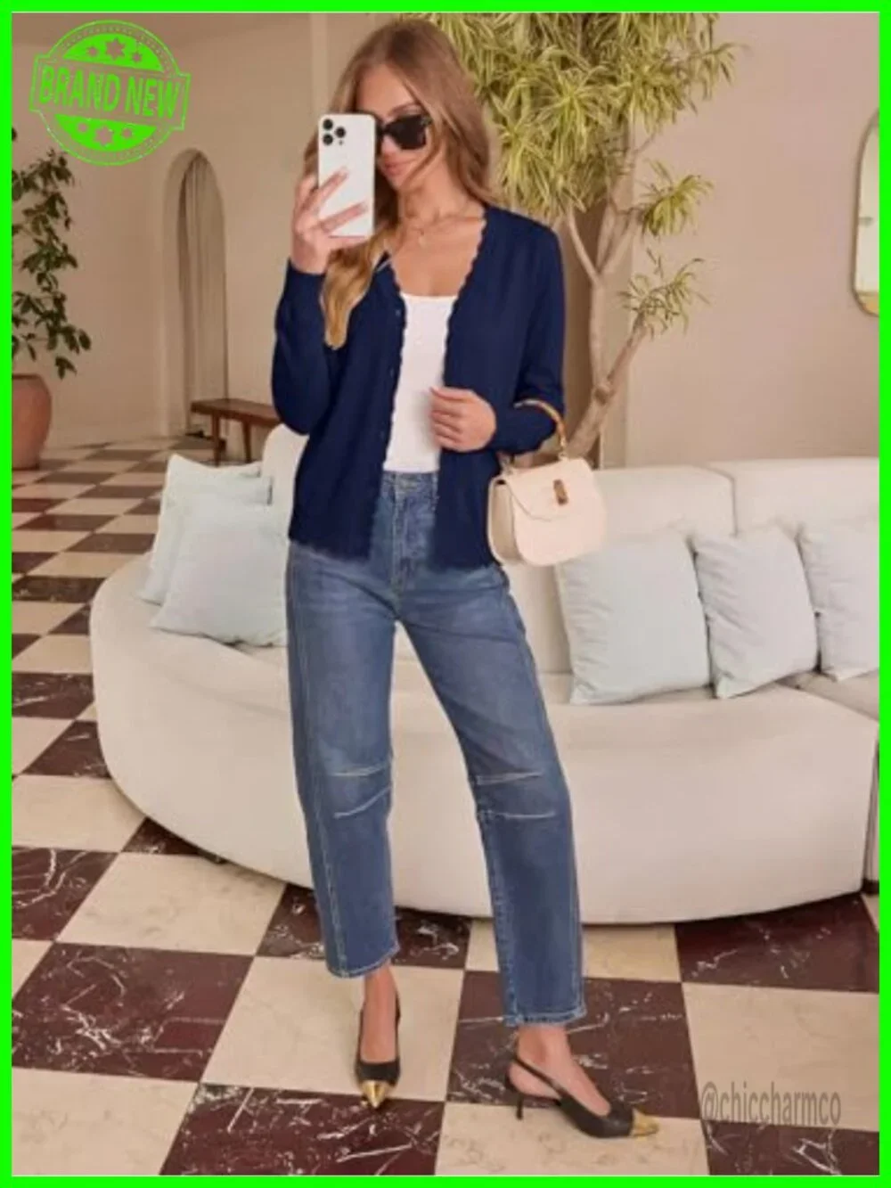 Lightweight V-Neck Cardigan Sweater for Women Long Sleeve Button Up Ribbed Knit